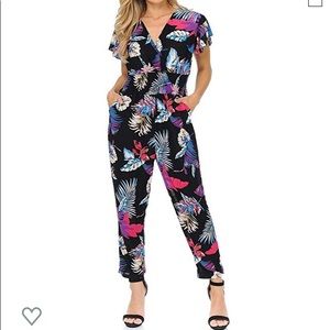 Tropical pull on jumpsuit